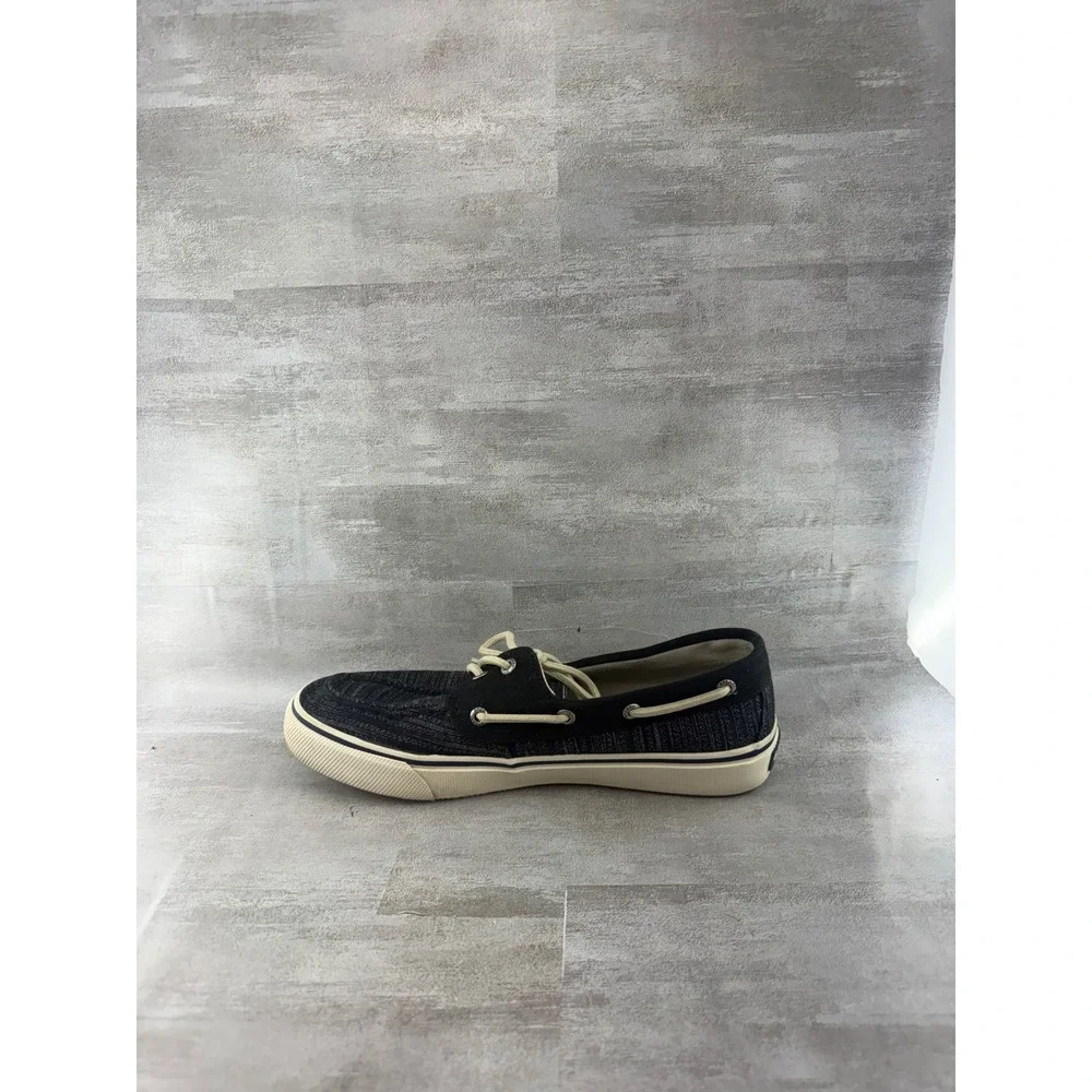 Sperry Top-Sider Men Sz 9.5M Black Grey Striped Boat Shoes STS14040